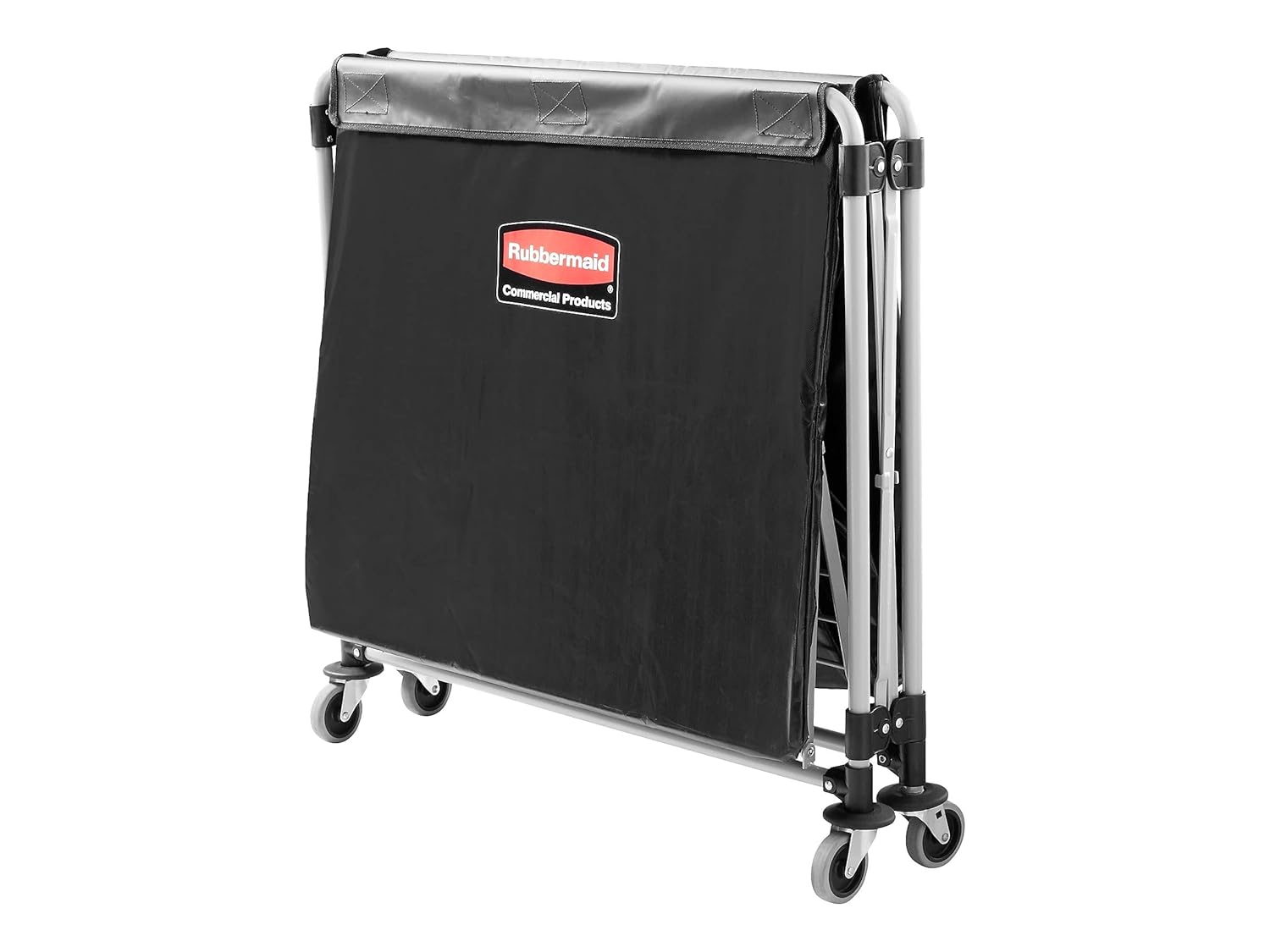 Rubbermaid Commercial Products, Collapsible X Cart, Black, Steel 8 Bushel Bin, Commercial Laundry Cart with Wheels for Hotel/Nursing Home/Home/College Easily Move Laundry/Supplies/Groceries