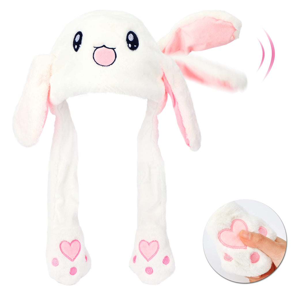 Animal Hat with Ears Moving Jumping Pop Up Beating Hat Plush Holiday Cosplay Dress Up Funny Gift for Kids
