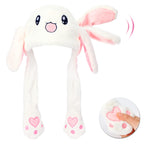 Animal Hat with Ears Moving Jumping Pop Up Beating Hat Plush Holiday Cosplay Dress Up Funny Gift for Kids