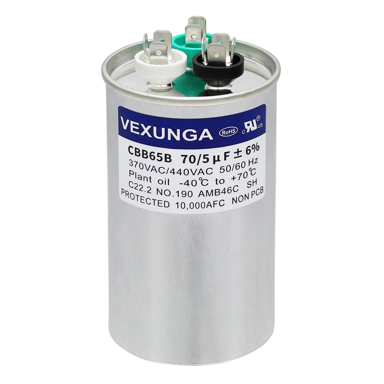 45/5 uF 45+5 MFD 370V or 440V Dual Run Start Round A/C Capacitor 45 5 uF 370 440 Volt VAC CBB65B Air Conditioner Capacitors for AC Unit Fan Motor Start or Heat Pump or Condenser Straight Cool