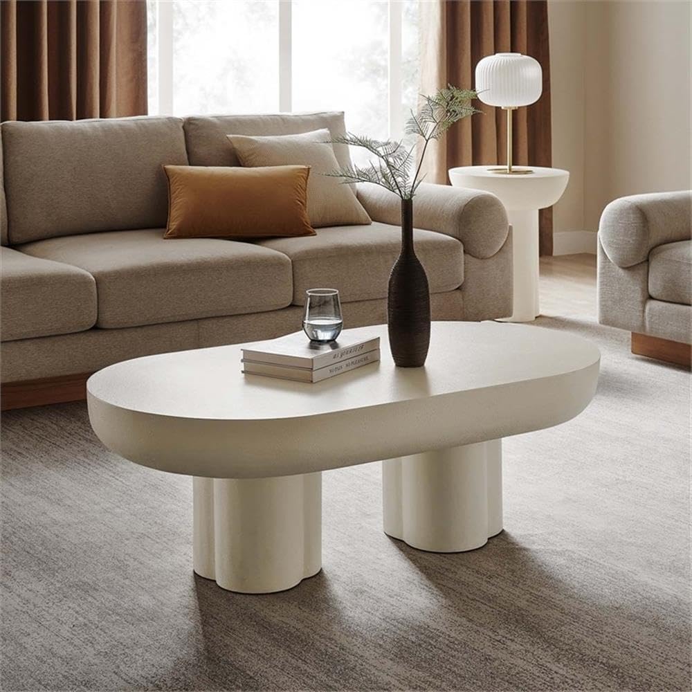 Modway EEI-6763-WHI Caspian Oval Concrete Coffee Table, White