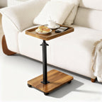 360° Swivel Top C Table for Small Place, Adiustable Height Couch Side Tables That Slide Under SofaModern C Shaped Side Table for Sofa Armrest Tv Tray, Suitable for Coffee, Snack, Drink