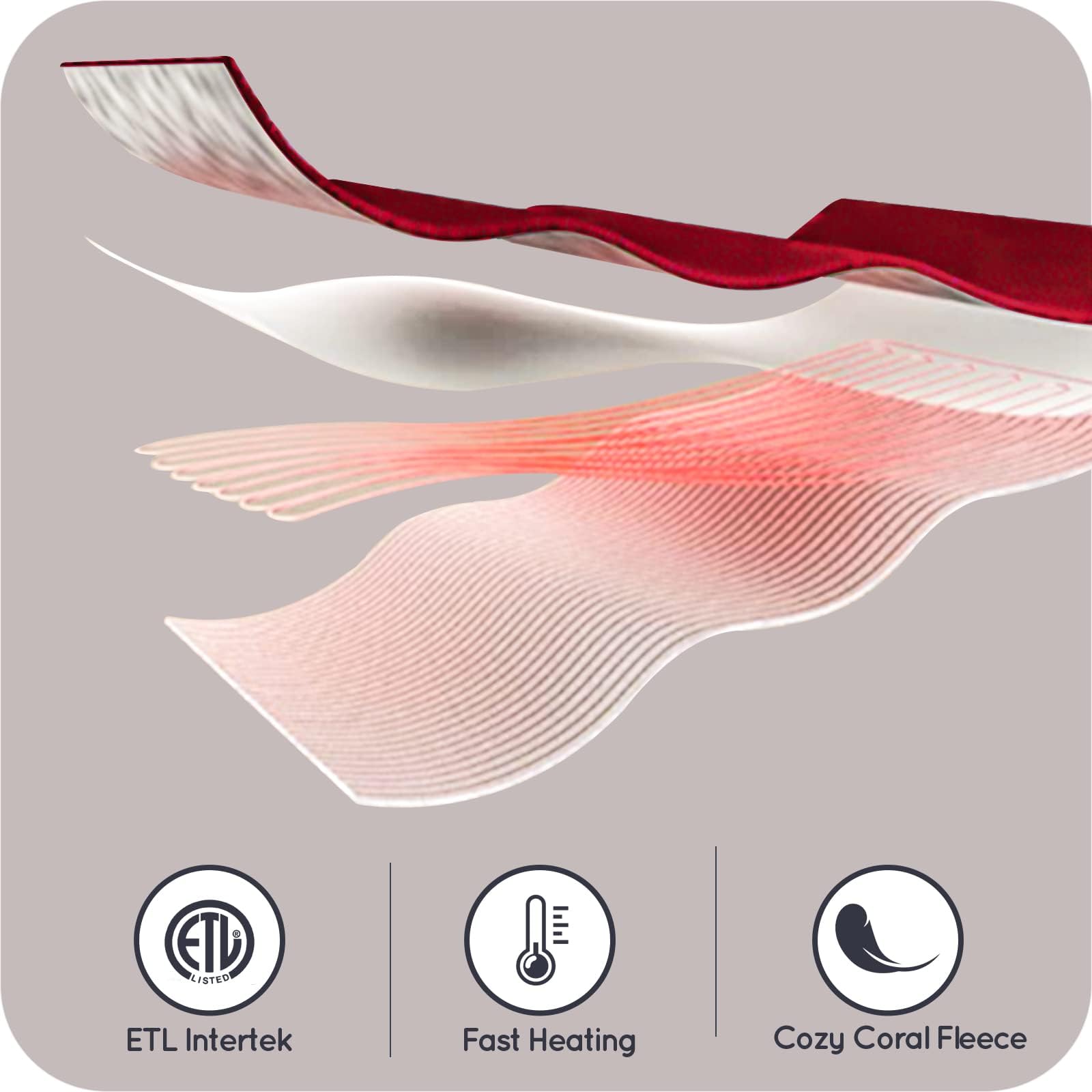 Couverture chauffante électrique DUODUO 72"x84" en polaire corail chaude avec 4 réglages de chaleur et arrêt automatique de 10 heures Protection contre la surchauffe - Gris 