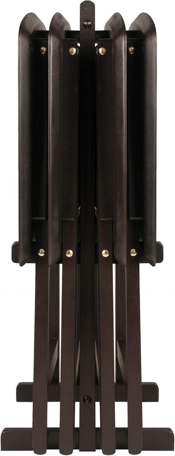 Winsome Anila Snack Table Set with Storage Rack, Fan Shaped, for Living Room, 26", Coffee, Set of 4 Tables