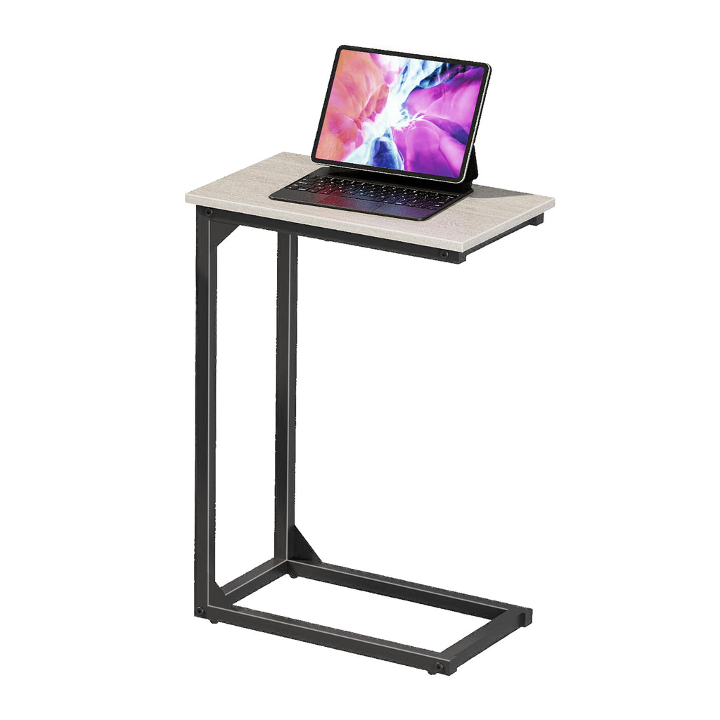C-Shaped End-Table Set of 2 - Side Table for Couch,Curved Support Legs, Slide Under Couch Table for Sofa, TV Tray Table for Living Room Bedroom（Lvory）