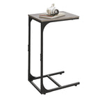 WLIVE C Shaped End Table, Small Couch Side Tables with Metal Frame That Slide Under, Sofa Table TV Tray for Living Room, Bedroom, Rustic Brown