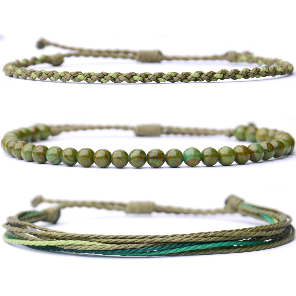 Handmade Natural Stone Beaded Healing Bracelet Gift for Men Adjustable Rope String Bracelet (Lava Rock, Adjustable)