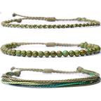 Handmade Natural Stone Beaded Healing Bracelet Gift for Men Adjustable Rope String Bracelet (Lava Rock, Adjustable)