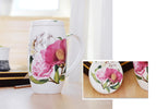 Bone China Breakfast Household Ceramic Large-capacity Mug With Lid Spoon Porcelain Oversized Waist Drum Cup