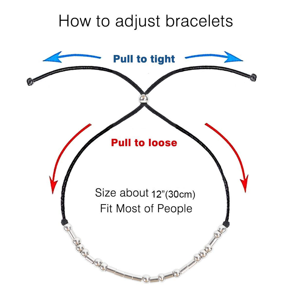 I Love You Morse Code Bracelet Handmade Beads on Silk Cord Bracelet inspirational Gifts for Women Christmas gifts