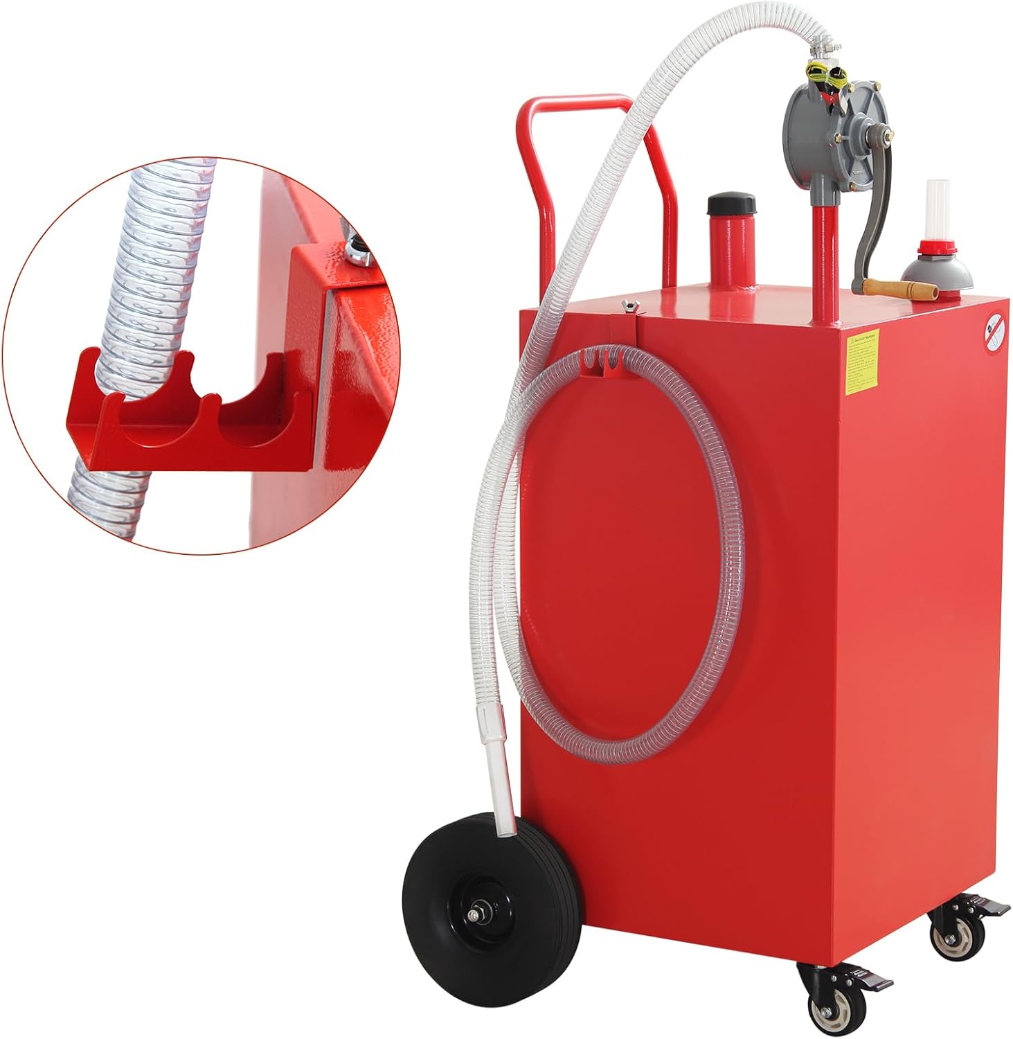 50 Gallon Fuel Caddy, Portable Fuel Caddy with Manual Pump - Heavy Duty Gas & Diesel Storage Tank on 4 Wheels, for Gasoline/Diesel Transfer to Cars, Trucks, ATVs, Boats, Lawn Mowers & Equipment