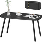 Folding Coffee Table, Wood Coffee Table Portable Low Floor Table with Metal Legs, Mid Century Modern Rustic Coffee Tables for Living Room, Home, Office, No Assembly 31.5x15.75x18.5IN