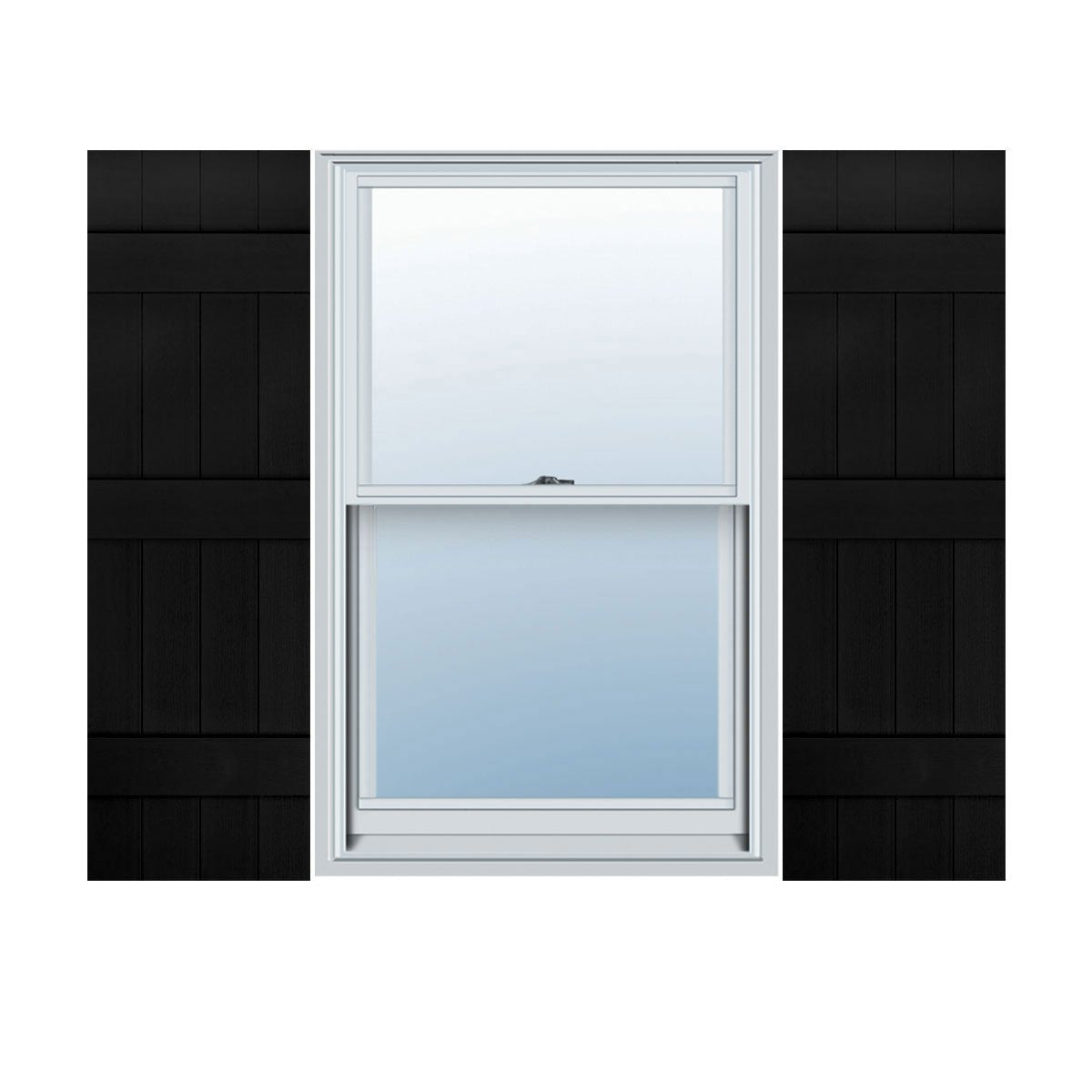 Mid America Board und Batten 14" 4 Bretter Verbundene Vinyl Standard Fensterläden (1 Paar) - 14 x 59 002 Schwarz