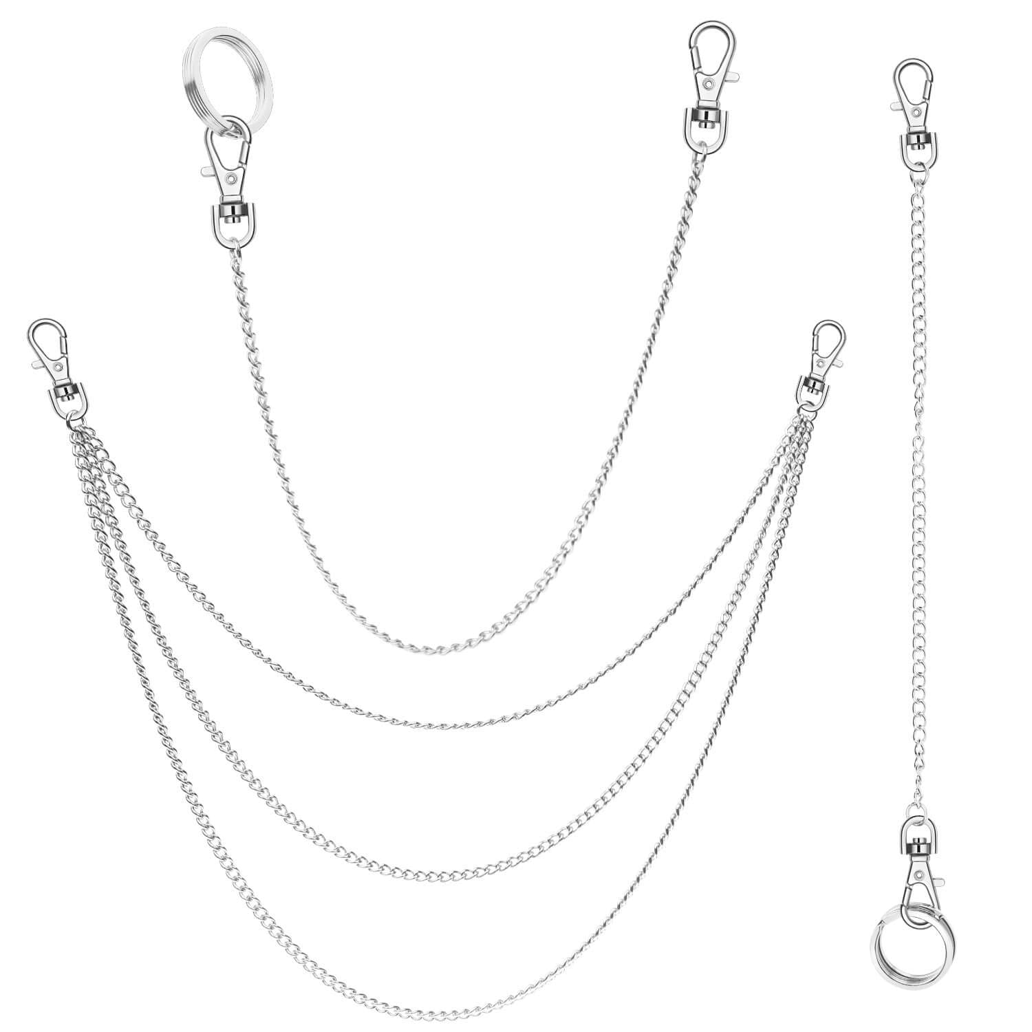 anezus 3pcs chaîne de ceinture, chaîne de poche, chaînes pour portefeuille, pantalons, jeans, accessoires gothiques pour Eboy, Egirl, hommes et femmes