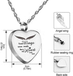 Dletay Heart Urn Necklace for Ashes with 12 Birthstones Cremation Jewelry for Ashes -Your Wings Were Ready My Heart Was Not