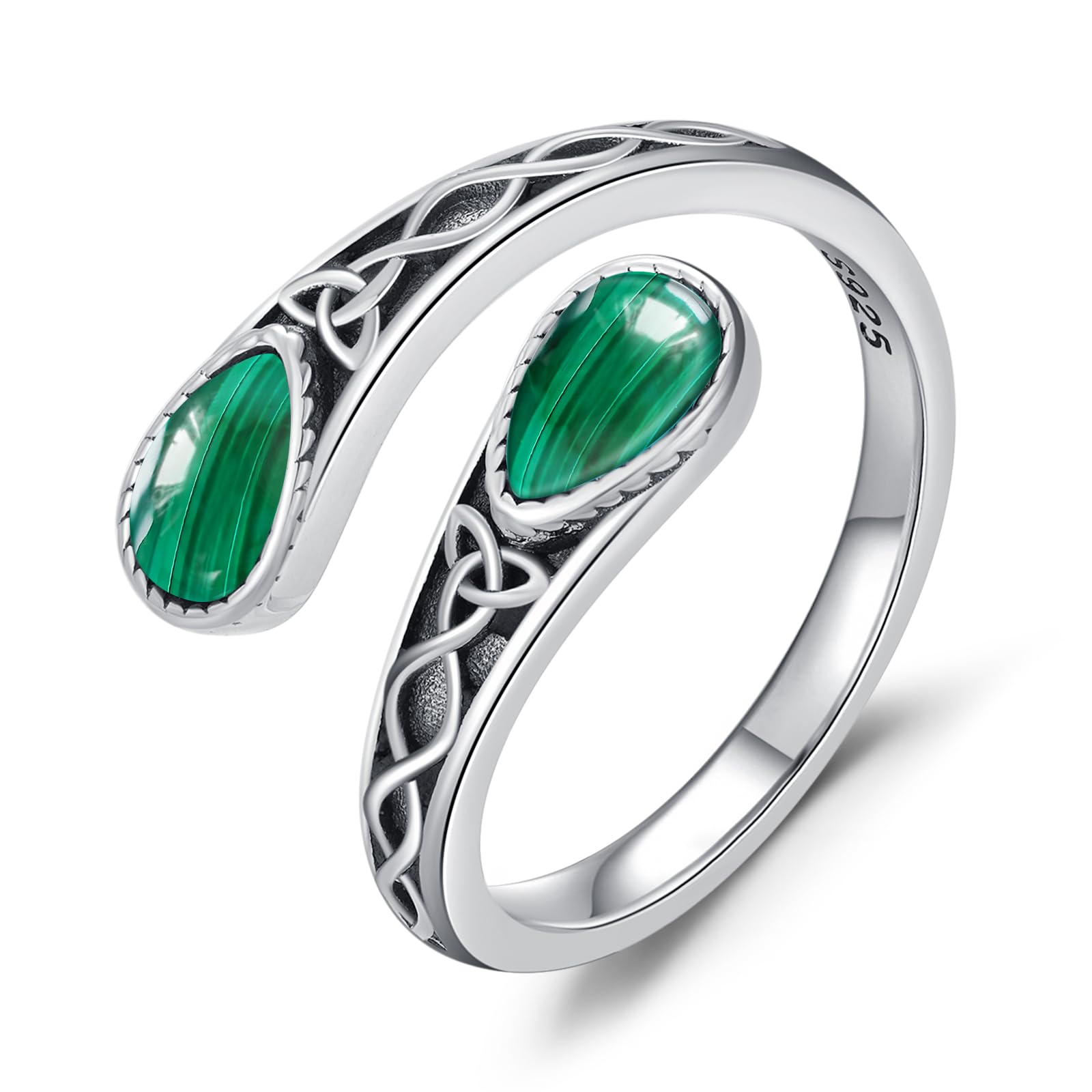 925 Sterling Silver Rings for Women Moss Agate/Turquoise/Just Breathe/Evil Eye Rings Gift for Christmas Mother's Day Valentine's Day