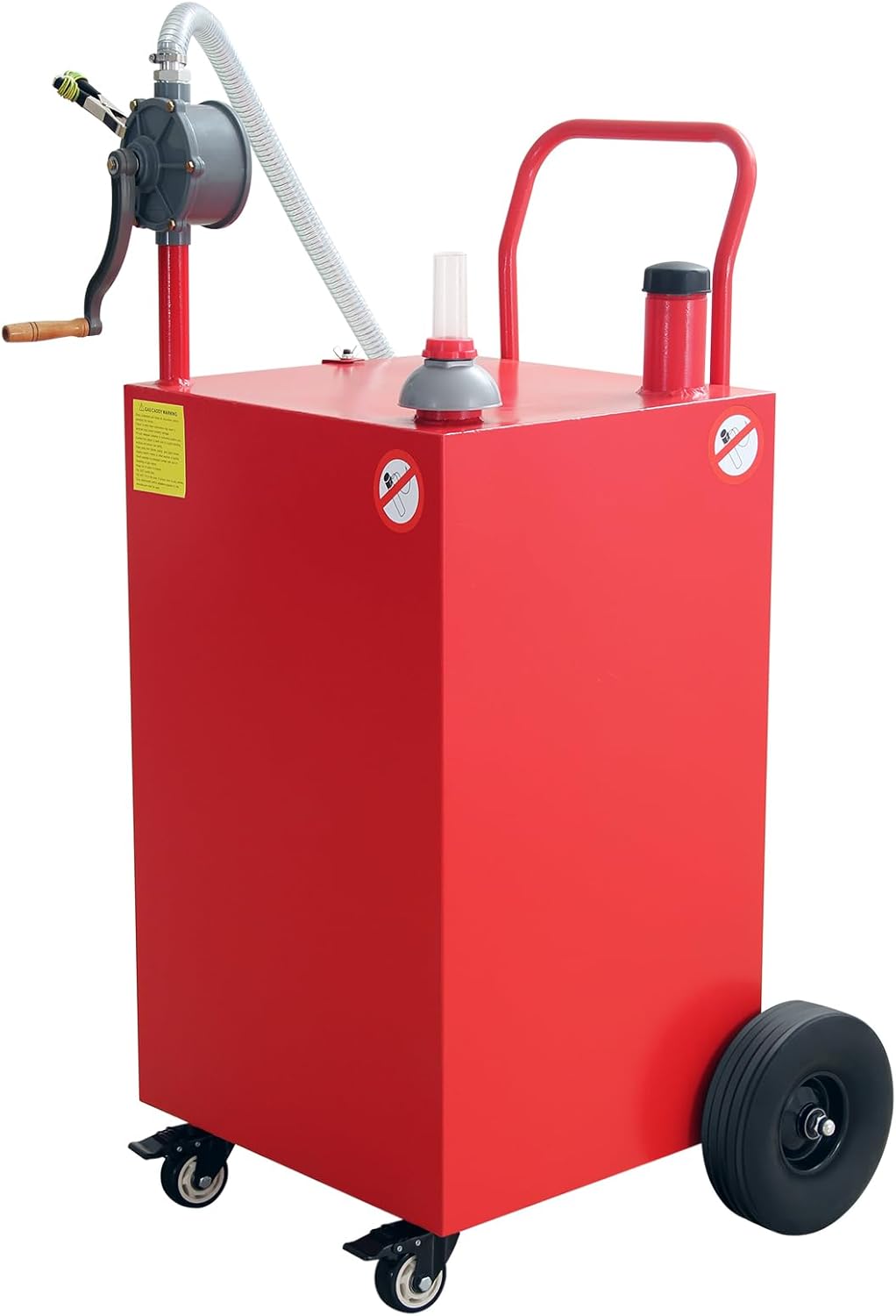 50 Gallon Fuel Caddy, Portable Fuel Caddy with Manual Pump - Heavy Duty Gas & Diesel Storage Tank on 4 Wheels, for Gasoline/Diesel Transfer to Cars, Trucks, ATVs, Boats, Lawn Mowers & Equipment