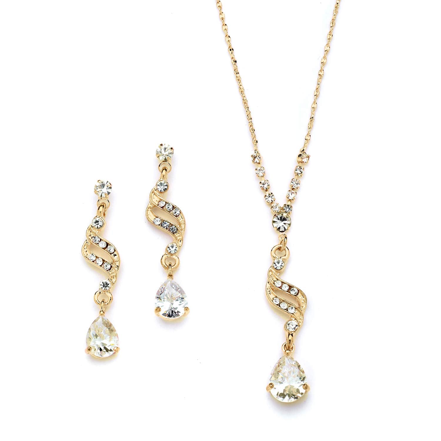 Mariell Cubic Zirconia Prom Jewelry Set, Necklace & Earrings Set for Brides, Bridesmaids, Wedding Jewelry