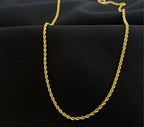 SHOP WGS italiensk 14K solid guldbelagt rebkæde halskæde til mænd og kvinder diamantcut med hummerlås italiensk 14K ægte guldsmykker gaver (22 tommer, 2MM)