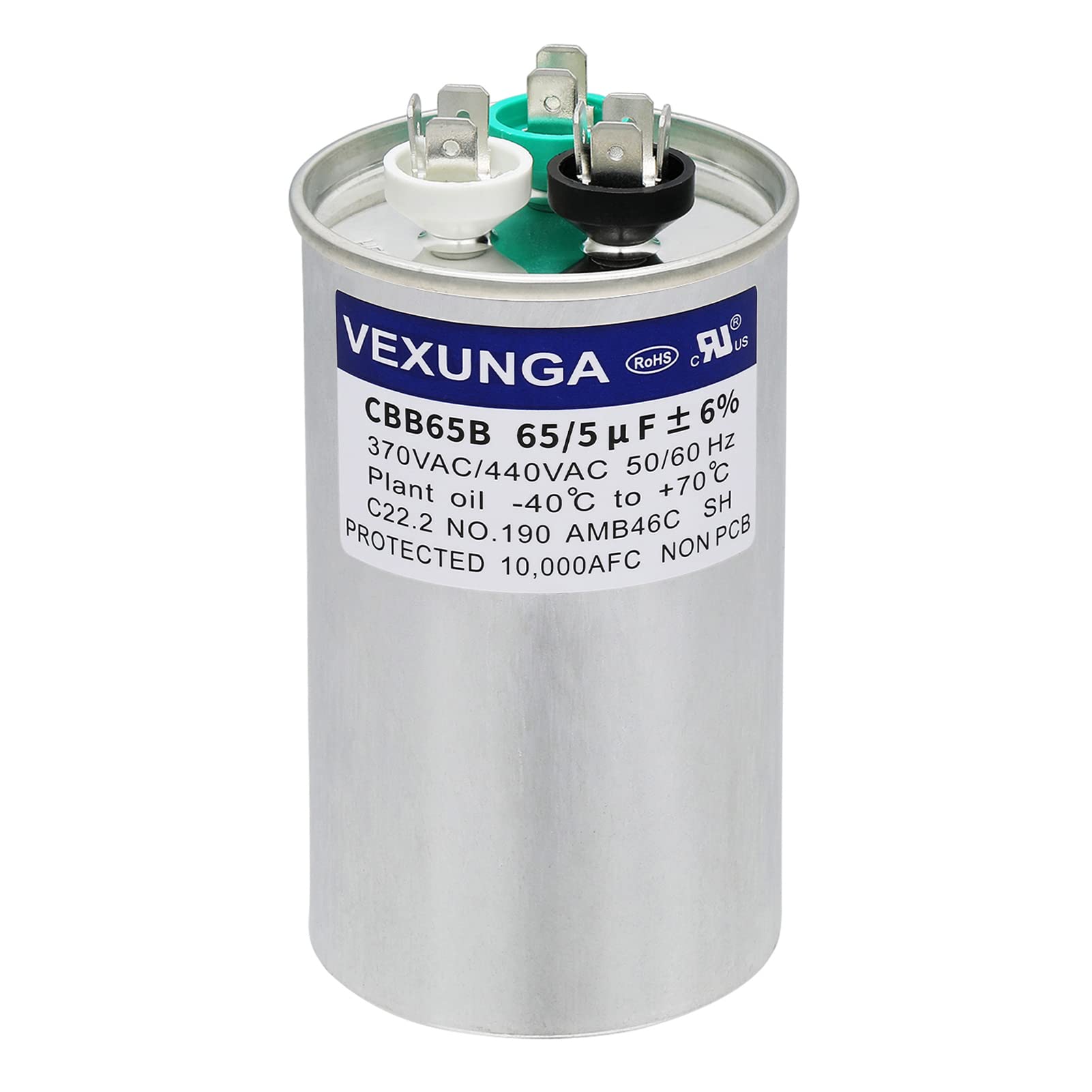 45/5 uF 45+5 MFD 370V or 440V Dual Run Start Round A/C Capacitor 45 5 uF 370 440 Volt VAC CBB65B Air Conditioner Capacitors for AC Unit Fan Motor Start or Heat Pump or Condenser Straight Cool