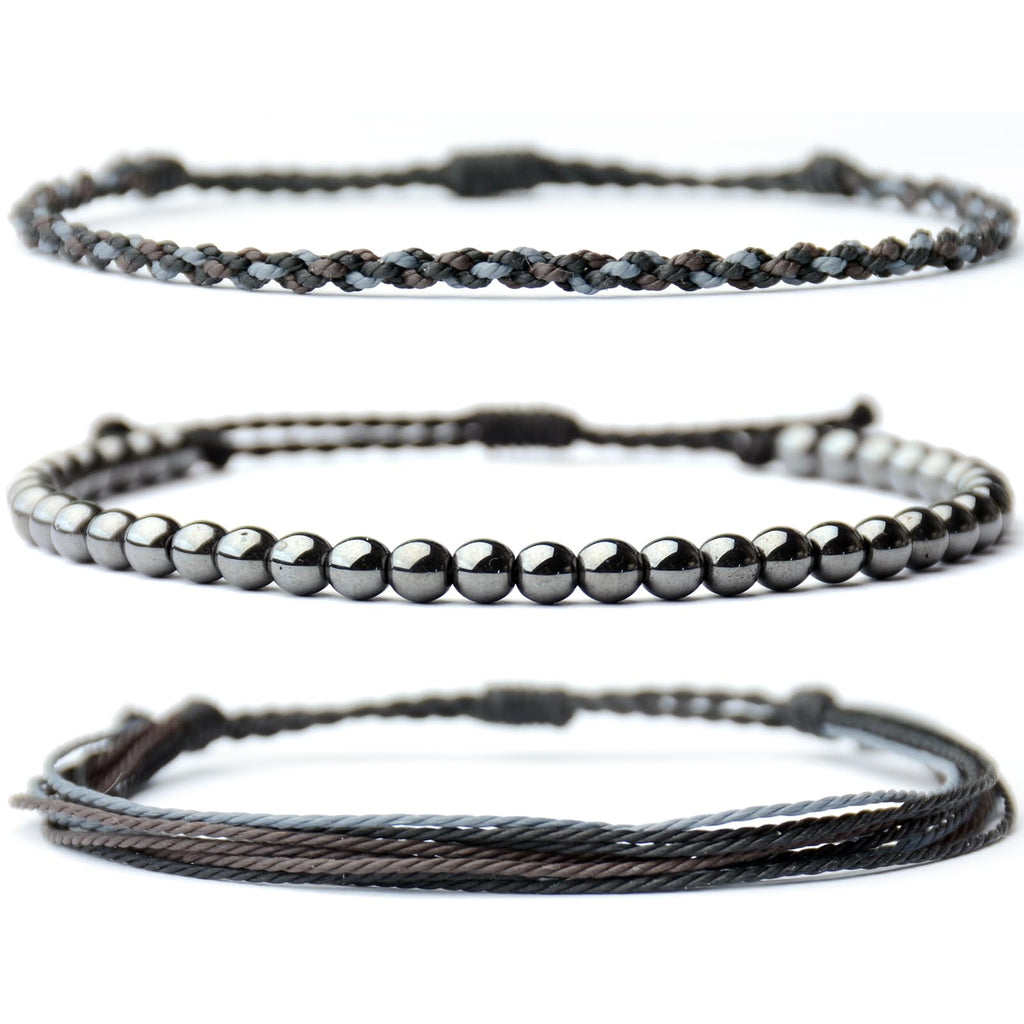 Handmade Natural Stone Beaded Healing Bracelet Gift for Men Adjustable Rope String Bracelet (Lava Rock, Adjustable)