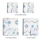 Komplet pościeli King Christmas Tree - Świąteczny wzór Xmas na lnie - Głębokie kieszenie - Dopasowany krój - 4 części - Bez zagnieceń - Wygodna i chłodząca świąteczna pościel zimowa - Łatwa w pielęgnacji - Przyjazna dzieciom