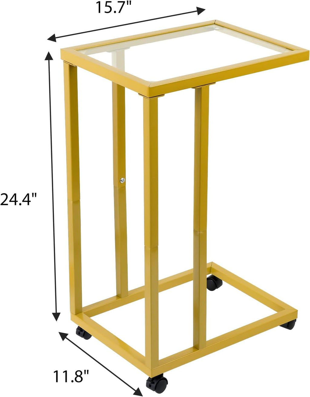 Fixwal C-Shaped End Table Set of 2, Tempered Glass Couch Table Snack Side Table with Metal Frame, TV Tray Table for Living Bedroom Coffee Snack Laptop Sofa Couch and Bed, Gold