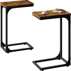 QEEIG C Shaped Side Table Set of 2 Living Room Sets Couch Tray Tables Small Farmhouse 11.8 inch Width, Rustic Brown (017A-30BN)
