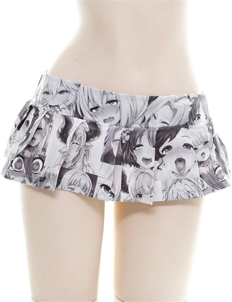 Lichma Mini Skirt,Women Sexy Cosplay Japanese Schoolgirls Anime Print Pleated Skirt Lingerie Sleepwear Nightwear