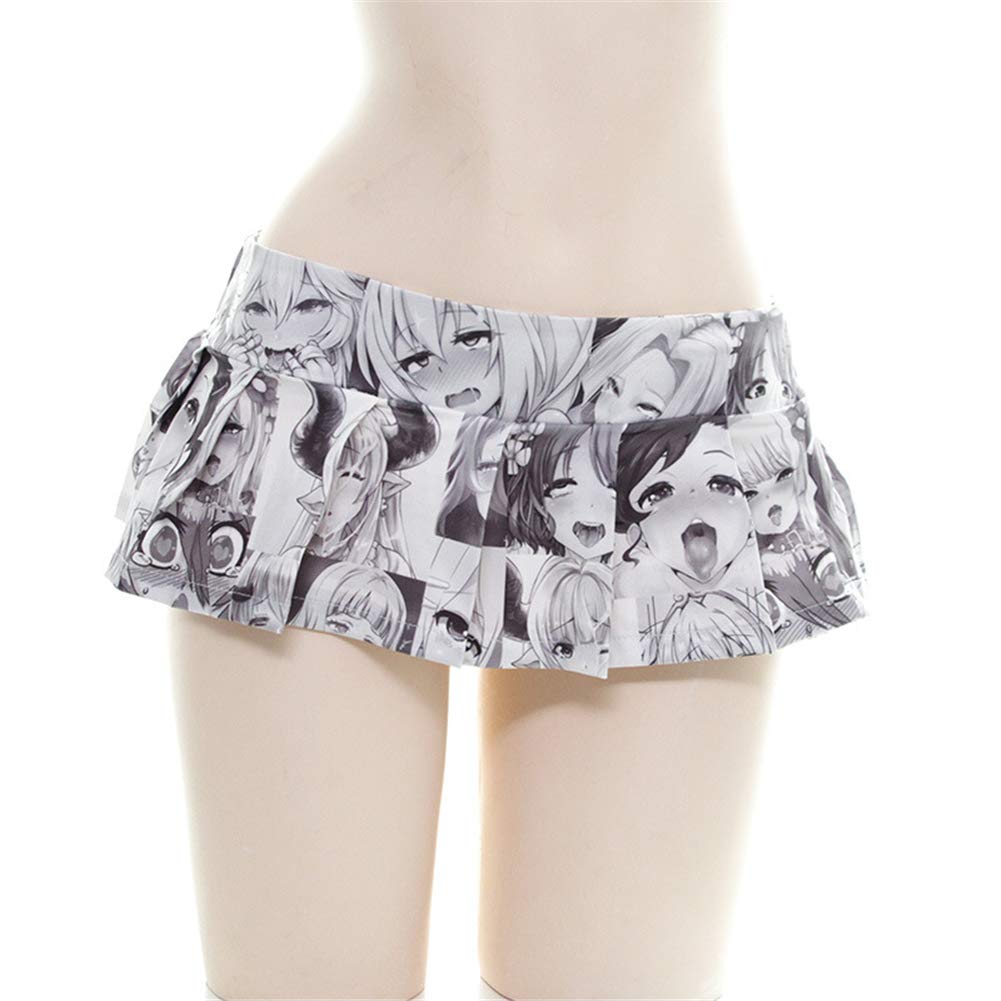 Lichma Mini Skirt,Women Sexy Cosplay Japanese Schoolgirls Anime Print Pleated Skirt Lingerie Sleepwear Nightwear