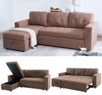 Naomi Home Transform Any Space: Sleeper Sectional Sofa with Convertible Sofa Bed & Inviting Chaise. Find Tranquil Comfort with Stress-Relieving Design & Durable Cushions - Black/Air Leather