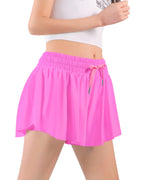 Auranso Girls Flowy Shorts with Pocket 2-in-1 Athletic Running Butterfly Shorts Rose Red 7-8 Years - Grand Goldman