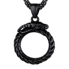 U7 Punk Chameleon/Eagle/Dragon/Hawk/Wolf Necklaces for Men Women, Retro Black Stainless Steel Animal Pendant Personalized Jewelry Gift Cool Necklace with 22 Inch Chain