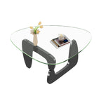 WLIVE Coffee Table, Small Glass Coffee Table with Solid Wood Legs, 32.7" Mid Century Triangle Living Room Tables, Modern Center Table for Small Spaces Living Room, Reception, Office, Natural