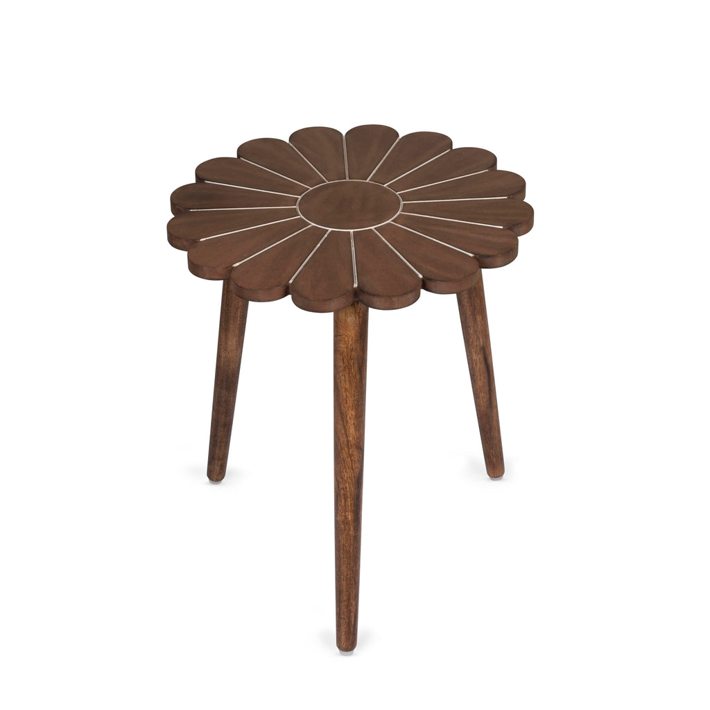 JFY Designs Carved Wooden Square Side Table Decorative Coffee Side Entryway,Modern Home Decor Table,Accent Table Living Room, Bedroom, Office,Hand Carved Farmhouse Rustic End Table