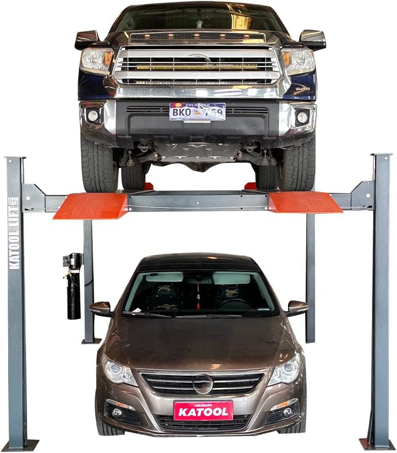 KATOOL 3.0HP 11000Lbs 4 Post Lift 4 Post Parking Service Storage Lift Lifting Height 84 Inch Extra Tall Extra Long Extra Wide 110v Four Post Parking Lift 4-Post Auto Lift Garage Lift Storage