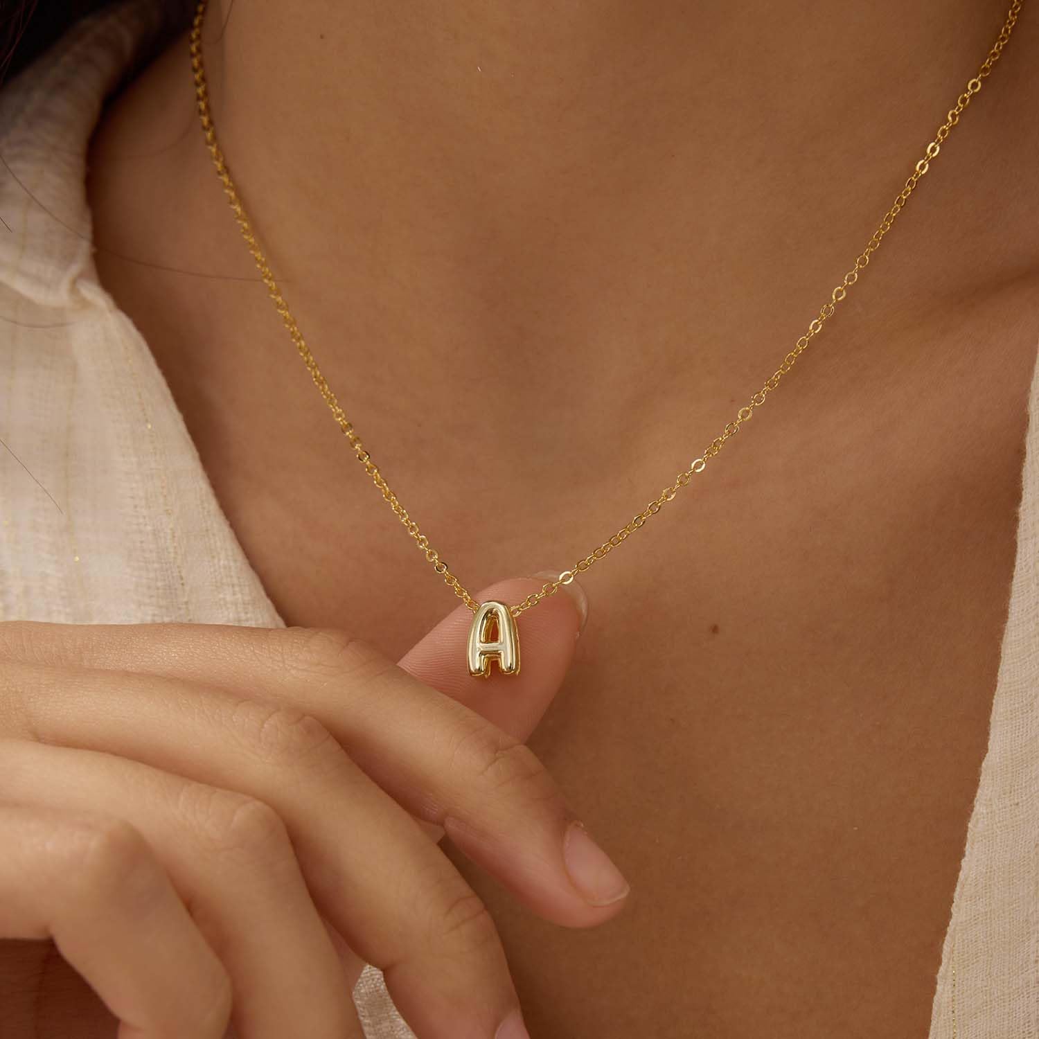 CUEZIY Bubble Letter Necklace Gold Initial Necklaces for Women Dainty Personalized Charm Pendant Name Necklace Cute Non Tarnish Fashion Accessories Teen Gift Trendy Stuff Gold Jewelry Gifts
