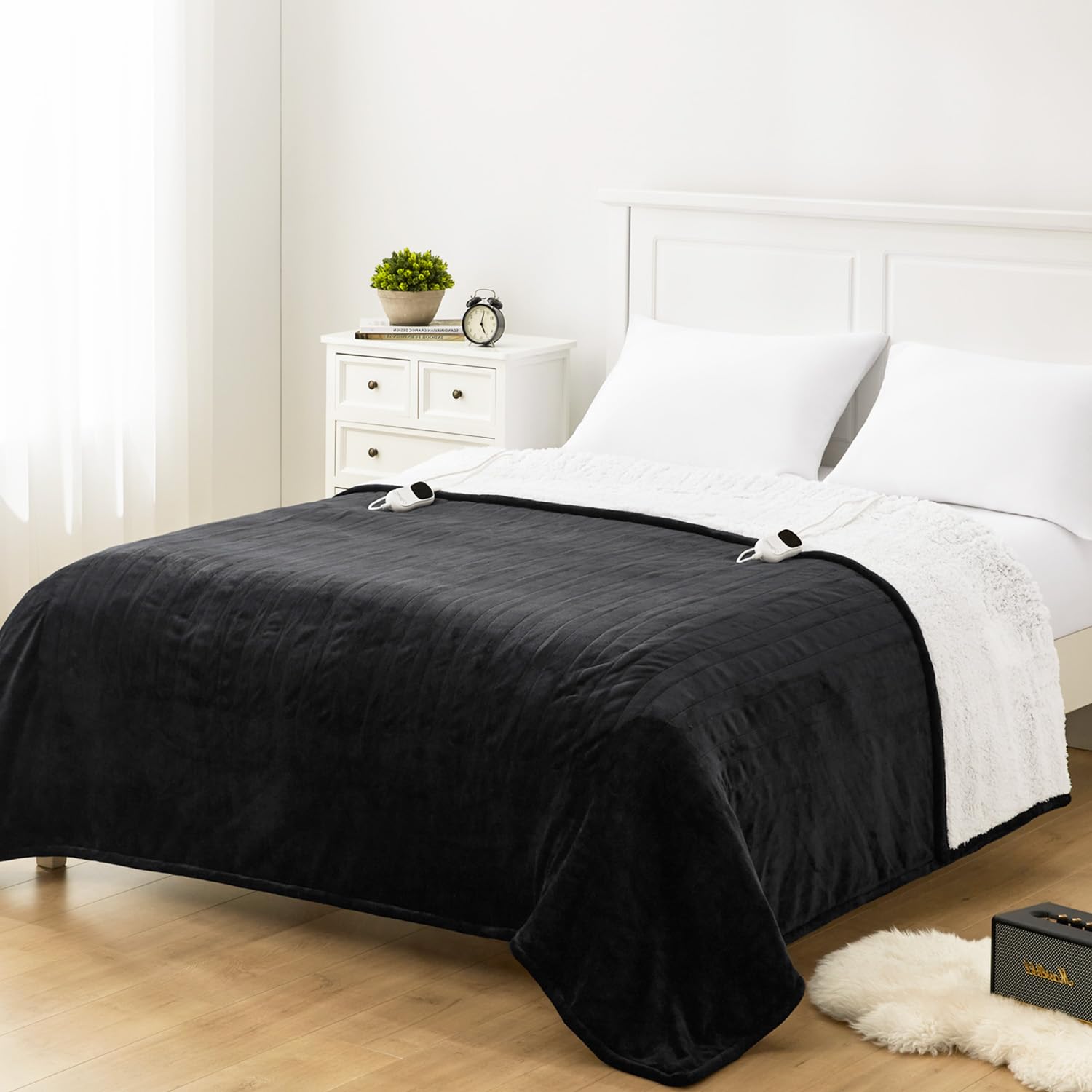 Homemate Heated Electric Blanket Queen Size - 84"x90" Heating Bed Blanket Throw with 10 Heating Levels 8 Hours Auto Off Fast Heating Over-Heat Protection Ultra Soft Flannel ETL Certified, Grey