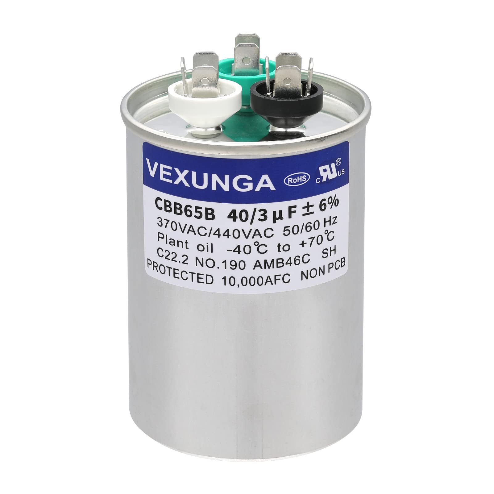 45/5 uF 45+5 MFD 370V or 440V Dual Run Start Round A/C Capacitor 45 5 uF 370 440 Volt VAC CBB65B Air Conditioner Capacitors for AC Unit Fan Motor Start or Heat Pump or Condenser Straight Cool