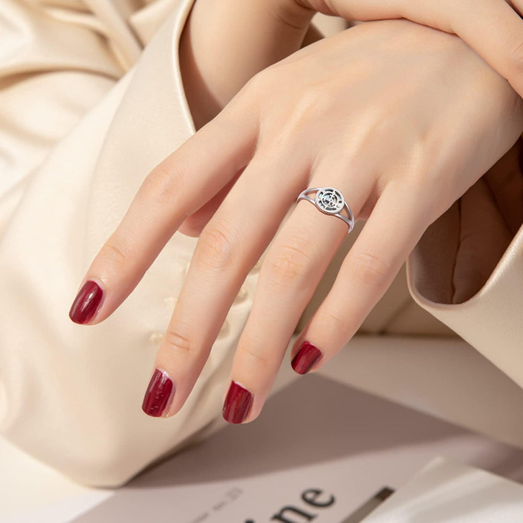 DAOCHONG Sigil of Lilith Abalone Shell Statement Ring S925 Sterling Silver Sigil of Lilith Statement Ring Gifts for Women Men