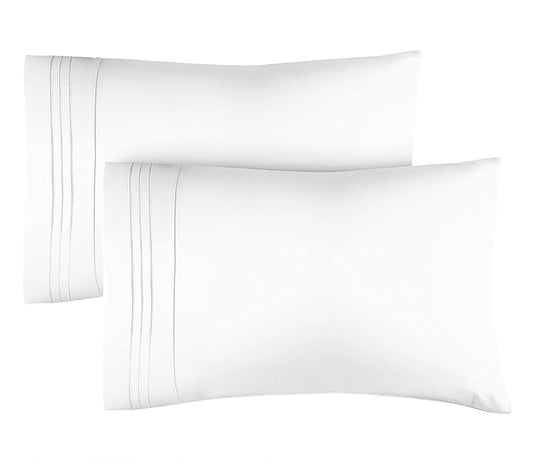 Queen Pillow Cases Set of 2 - Soft, Hotel Quality Pillowcase Covers - Comfy, Luxury Bedding for Women, Men, Kids & Teens - Machine Washable Pillow Protectors - 2 Piece - Queen Size White Pillow Cover