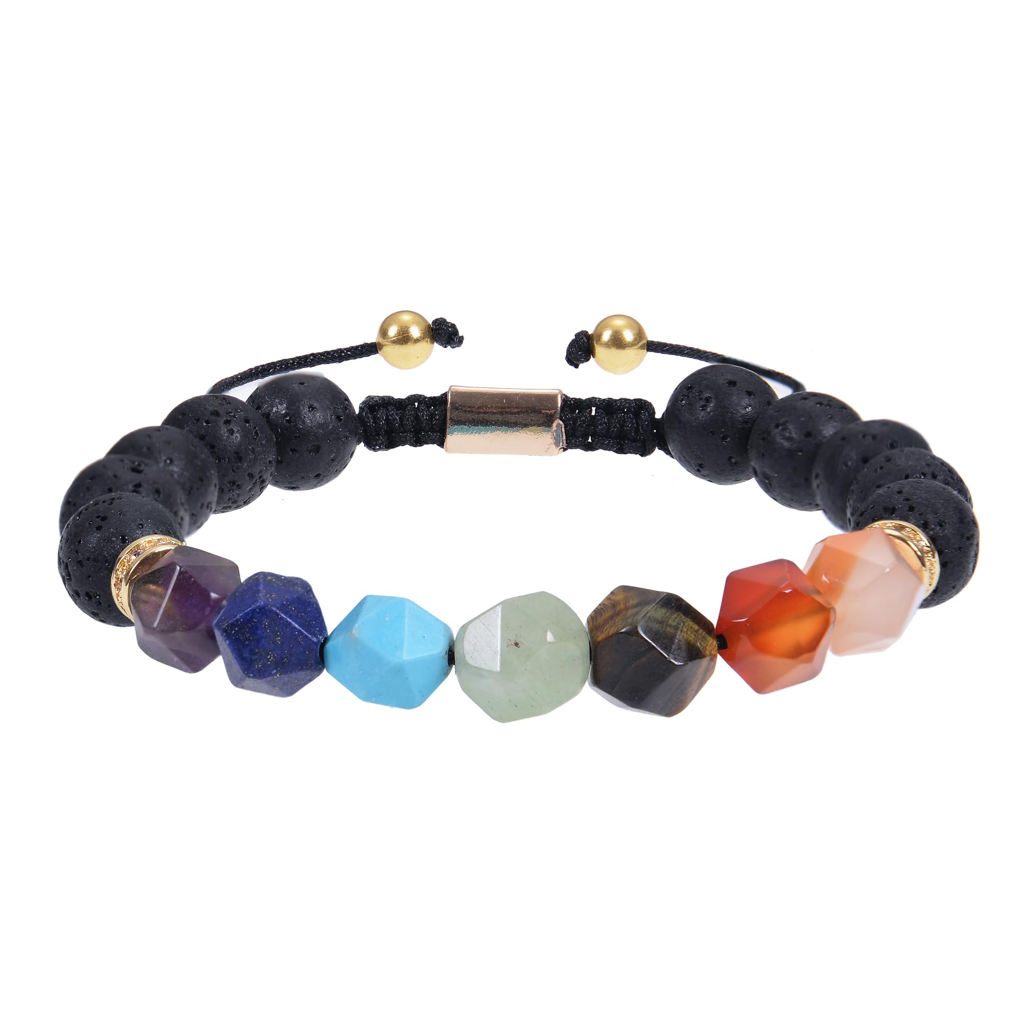 GelConnie Lava Rock Chakra Bracelet 7 Chakra 8mm Natural Stone Healing Bracelet Stress Relief Yoga Beads Anxiety Bracelet Aromatherapy Essential Oil Diffuser Bracelet Bangle