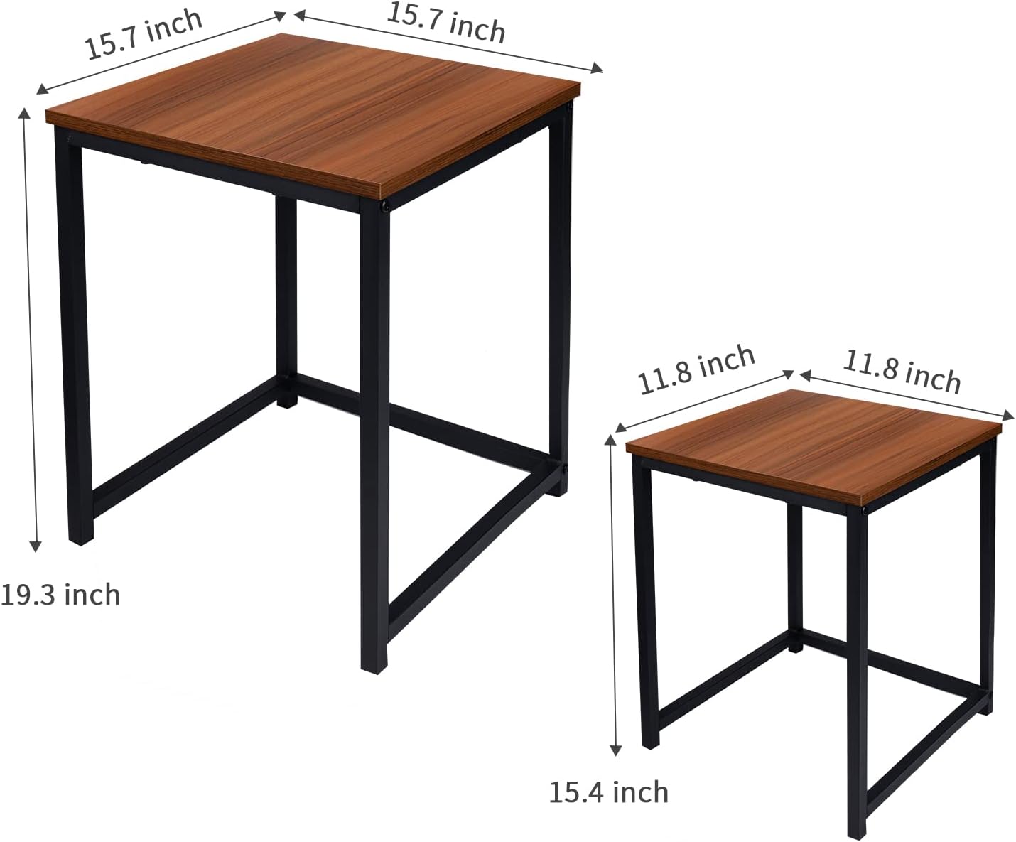 Vipush Nesting Tables Coffee Table Set of 2 - End Tables Living Room Small Side Tables Modern Farmhouse Sturdy Metal Frame Wood Desk