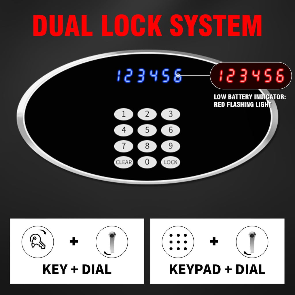 ToruKeep 9.0 Cuft Heavy Duty Home Safe Box Fireproof Waterproof, Extra Large Fire Proof Safe for Home Documents Business Office Use, Anti-Theft Digital Safety Box with Light, Removable Shelf, Handle