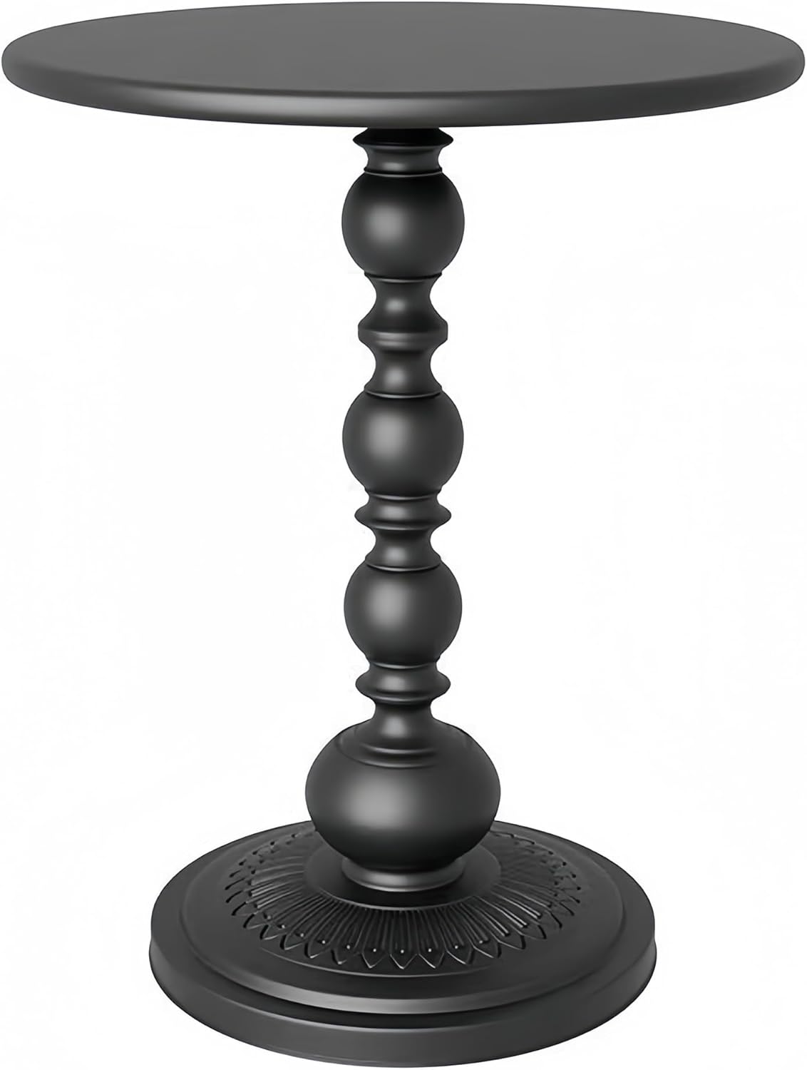 Metal Small End Table,Vintage Matte Black Round Side Table Nightstand for Bedside or Sofa,Small Accent Pedestal Table for Living Room Corners Bedroom Patio and bar (Matte Black)