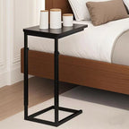 Premium Adjustable C Shaped End Table, Mini Side Tables for Couch and Sofa, Small Coffee Table with Metal Frame, Beautiful and Practical Sidekick for Your Living Room, Bedroom, Bedside, Rustic Black