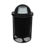 COATEDOUTDOORFURNITURE RDT-TXTBLK Heavy Duty 32 Gallon Round Trash Receptacle, Liner Included, Textured Black with Black Steel Dome Top, Made in America