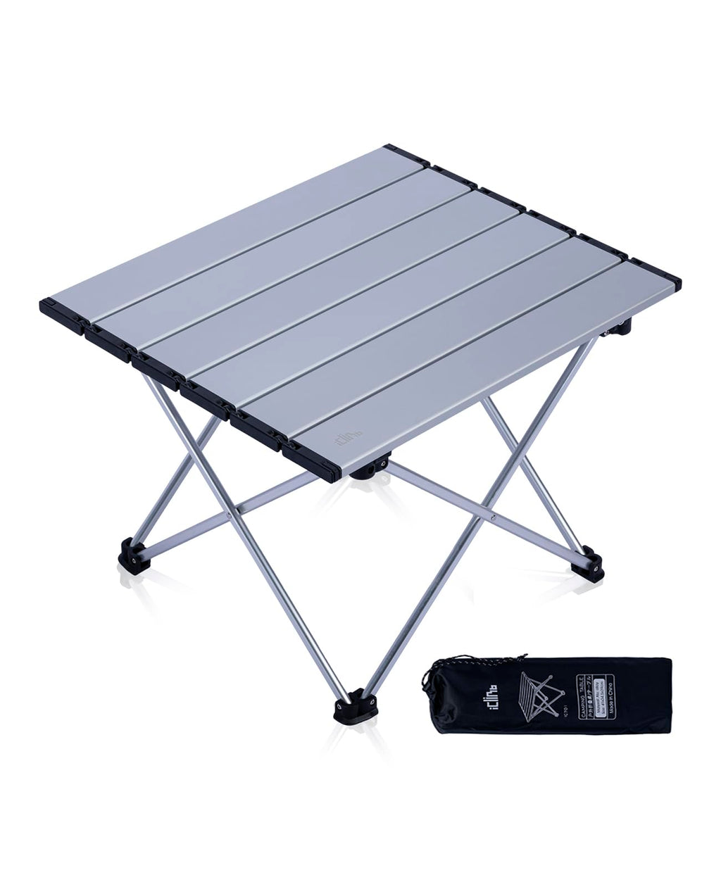 iClimb Ultralight Compact Camping Folding Table with Carry Bag (Black - S)