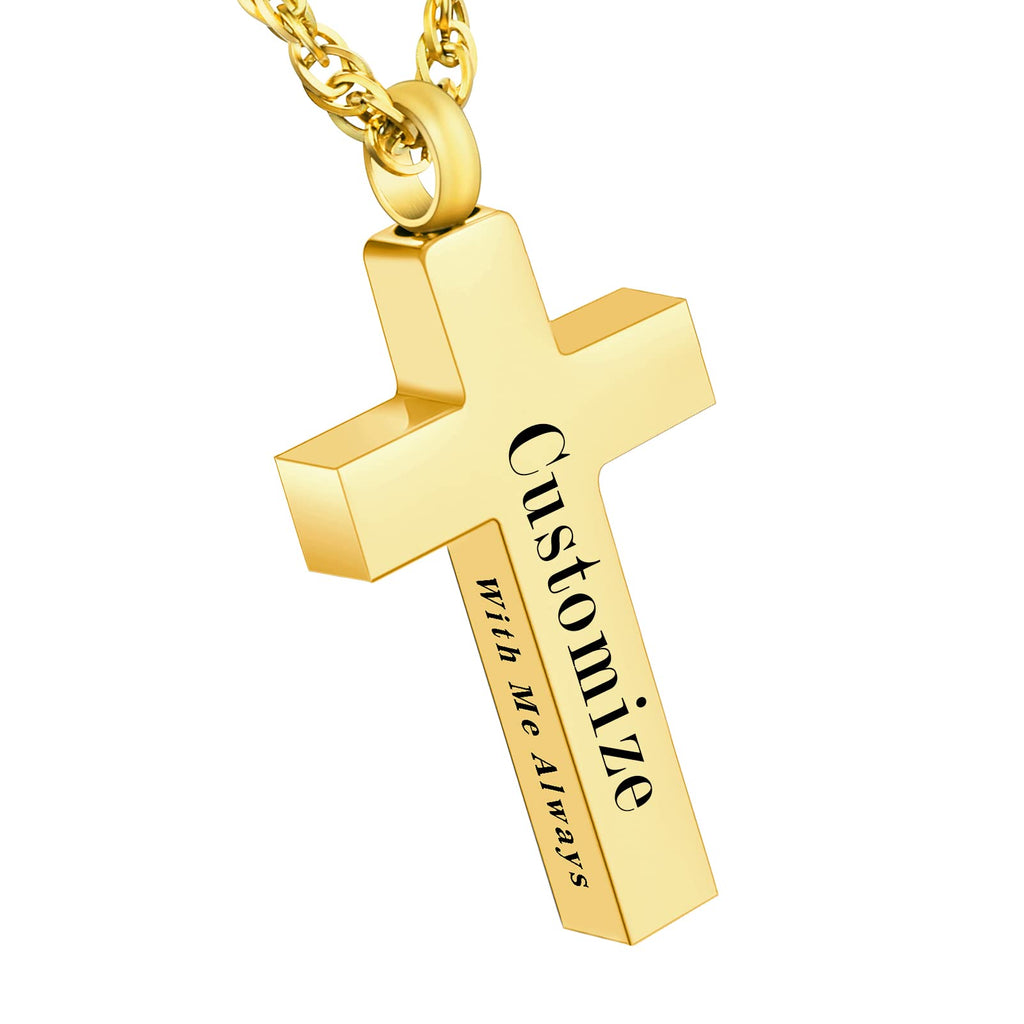 Cremation Cross Necklace for Ashes Stainless Steel Cross Urn Pendant Ashes Holder Memorial Jewelry-With Me Always