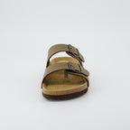 CUSHIONAIRE Lane Cork Footbed Sandals for Women – Comfortable Double Buckle Slip-On with Genuine Suede Footbed & Arch Support Slides for Women Footwear